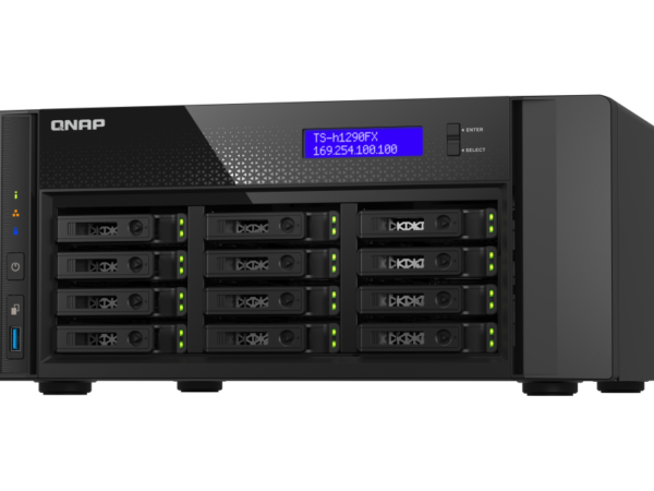 QNAP TS-h1290FX-7302P-128G - Storage NAS Enterprise All-Flash 12 Baias com AMD EPYC 16-Core