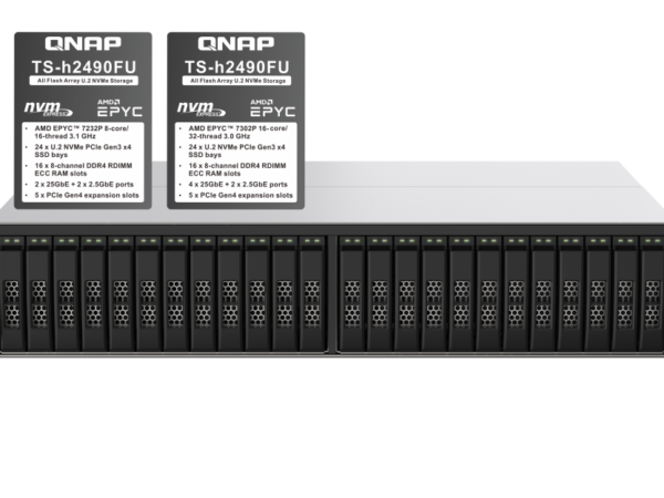 QNAP TS-h2490FU-7302P-256G - Storage NVMe Enterprise 256GB com AMD EPYC 7302P