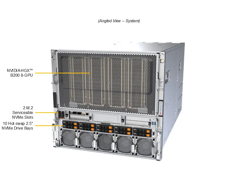 Supermicro GPU SuperServer SYS-A22GA-NBRT | 8x NVIDIA B200 SXM, 2x Xeon 6900, 10GbE, 10 NVMe - Imagem 6