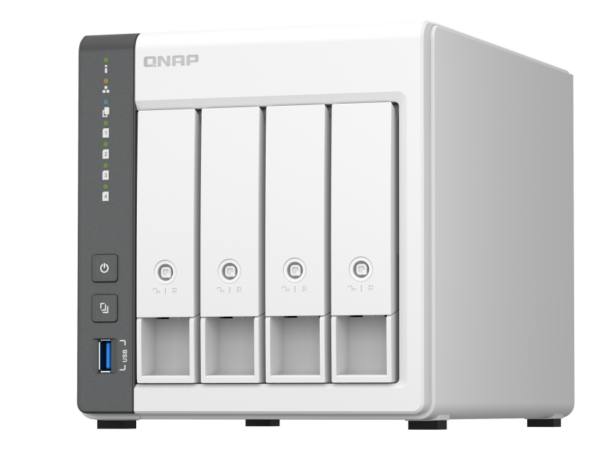 QNAP TS-433-4G NAS 4 Baias, Quad-Core 2.0GHz, 4GB RAM, 2.5GbE – Nuvem Privada e Centro Multimídia