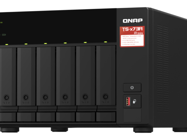 Servidor NAS QNAP TS-673A-8G com AMD Ryzen V1500B, 8GB DDR4, 6 Baias, 2x 2.5GbE, Expansão PCIe e Suporte a QTS/QuTS hero