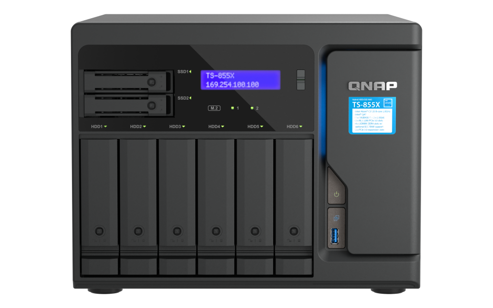 QNAP TS-855X-8G NAS Intel Atom 8 Núcleos, 6 Baias HDD, 2 Baias SSD, 10GbE - Imagem 6