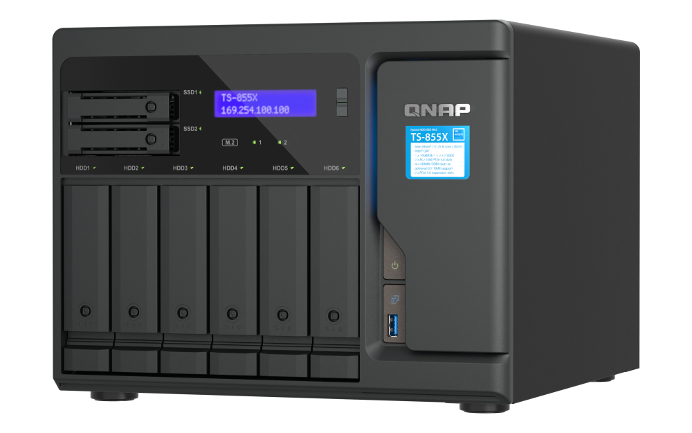 QNAP TS-855X-8G NAS Intel Atom 8 Núcleos, 6 Baias HDD, 2 Baias SSD, 10GbE - Imagem 5