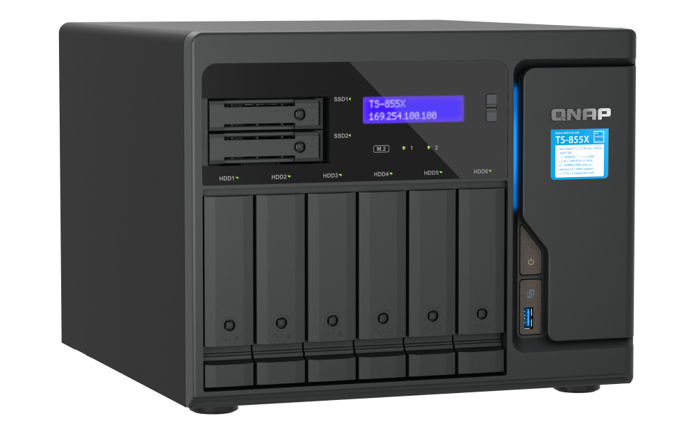 QNAP TS-855X-8G NAS Intel Atom 8 Núcleos, 6 Baias HDD, 2 Baias SSD, 10GbE - Imagem 4