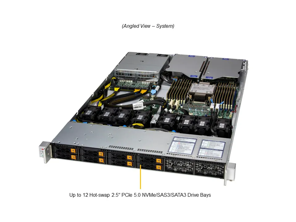 Supermicro SuperServer SYS-112C-TN – 1U, 12 Baias NVMe/SAS/SATA, PCIe 5.0, Xeon 6700/6500, OCP CloudDC - Imagem 6