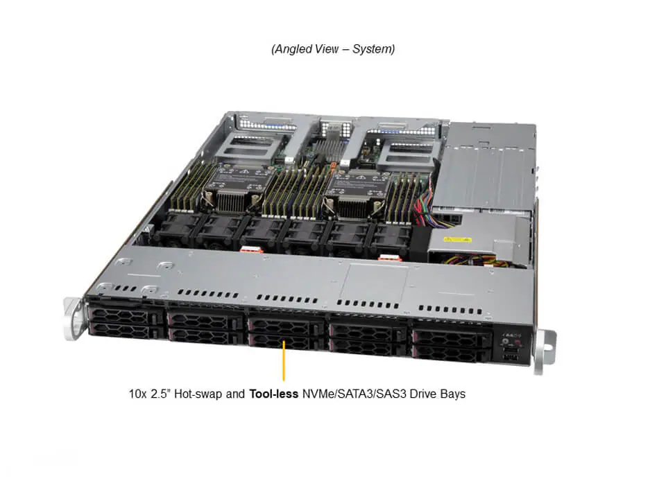 Supermicro SuperServer SYS-120C-TN10R | 1U, 10x NVMe, Dual Xeon, 16 DIMMs, Redundância - Imagem 6