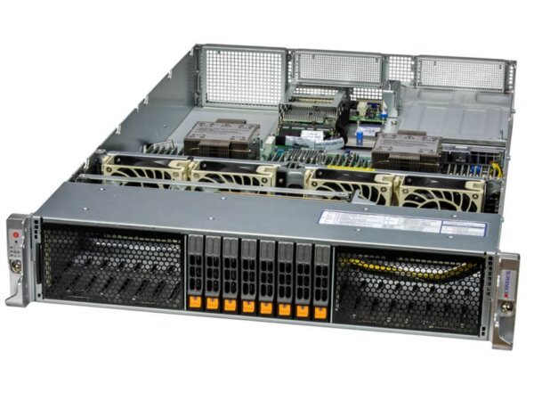Servidor Supermicro SYS-221H-TNR 2U Dual Xeon 5ª/4ª Geração, 32x DDR5, 8 Baias NVMe/SAS/SATA, 4x PCIe 5.0 x16