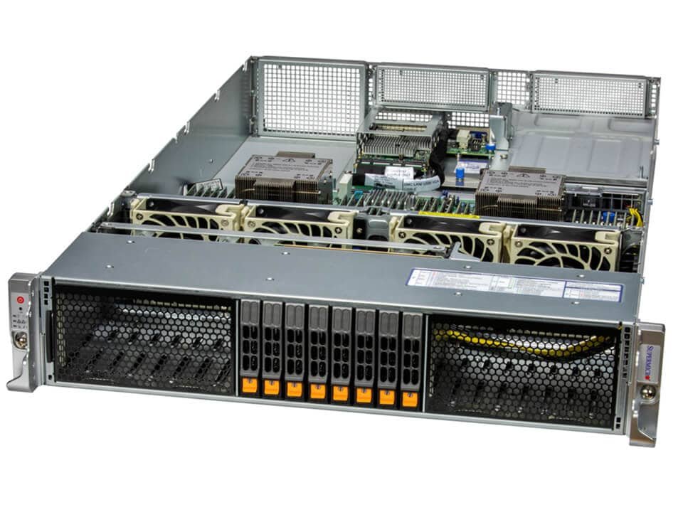 Servidor Supermicro SYS-221H-TNR 2U Dual Xeon 5ª/4ª Geração, 32x DDR5, 8 Baias NVMe/SAS/SATA, 4x PCIe 5.0 x16
