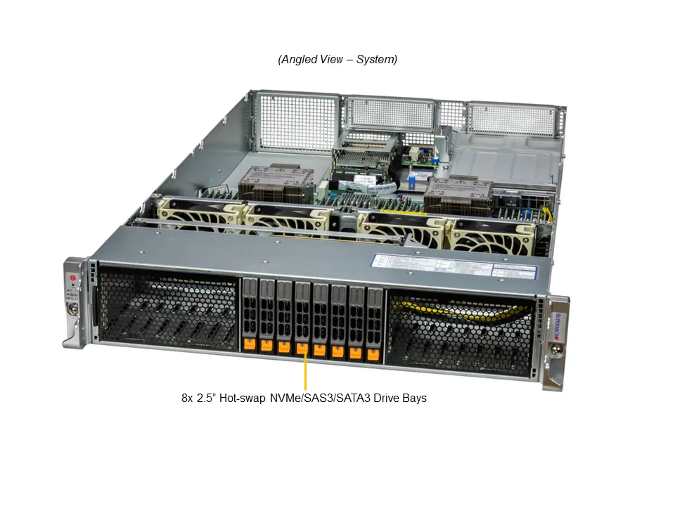 Servidor Supermicro SYS-221H-TNR 2U Dual Xeon 5ª/4ª Geração, 32x DDR5, 8 Baias NVMe/SAS/SATA, 4x PCIe 5.0 x16 - Imagem 7