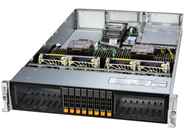 Servidor Supermicro SYS-222H-TN 2U | 8 Baias NVMe/SATA/SAS | Xeon 6700/6500 | Até 8TB DDR5 ECC