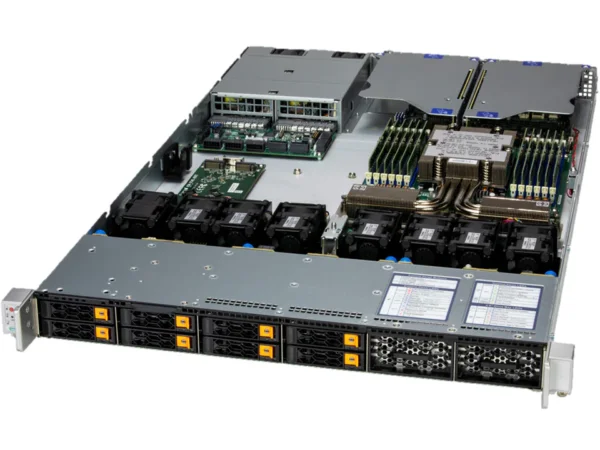 Servidor Supermicro A+ AS-1116CS-TN com AMD EPYC 9004/9005, até 12 Baias NVMe/SATA/SAS, 1U Rackmount