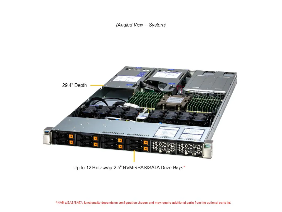 Servidor Supermicro A+ AS-1115HS-TNR | AMD EPYC 9004/9005, 24x DDR5, 3x PCIe 5.0, 8 Baias Hot-Swap 2,5" - Imagem 6