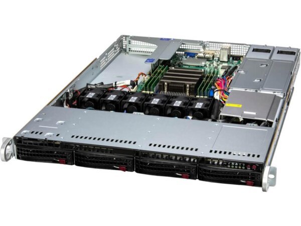 Servidor Supermicro A+ AS-1015SV-WTNRT 1U com AMD EPYC 8004, 4 Baias Hot-Swap NVMe/SAS/SATA, 2x 10GbE, DDR5 até 768GB