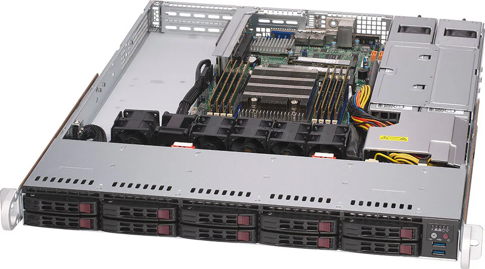 Servidor Supermicro A+ AS-1114S-WTRT 1U AMD EPYC, 10 Baias SATA, 10GbE Duplo
