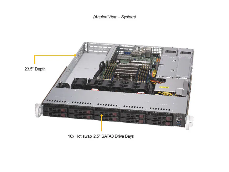 Servidor Supermicro A+ AS-1114S-WTRT 1U AMD EPYC, 10 Baias SATA, 10GbE Duplo - Imagem 6