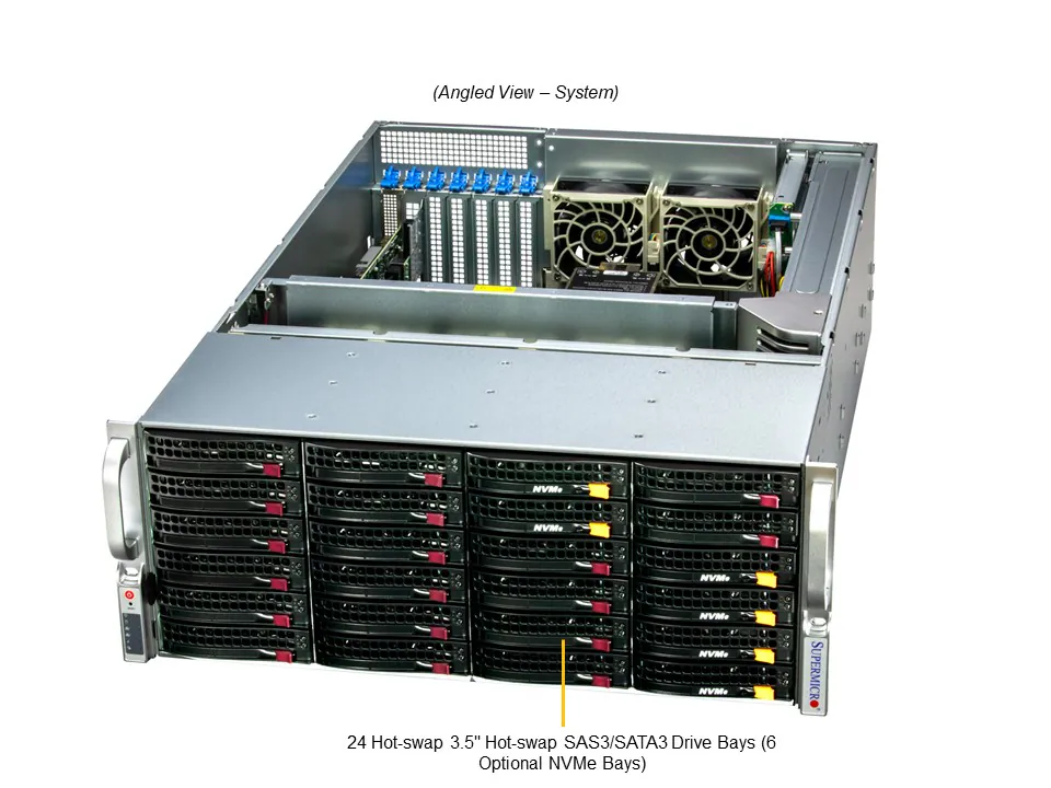 Servidor Supermicro SSG-641E-E1CR24H 4U, 24 Baias Hot-Swap, Xeon Scalable, DDR5, 10GbE, PCIe 5.0 - Imagem 6