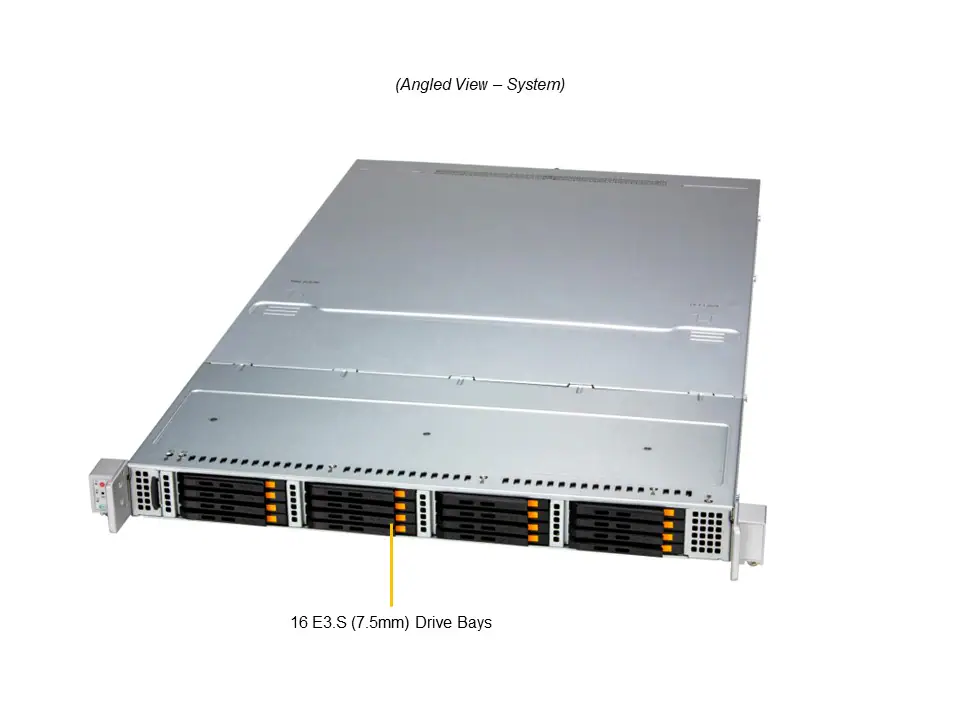 Servidor Supermicro SSG-122B-NE316R 1U All-Flash 16x NVMe E3.S, PCIe 5.0, Xeon 6, DDR5 até 8TB - Imagem 6