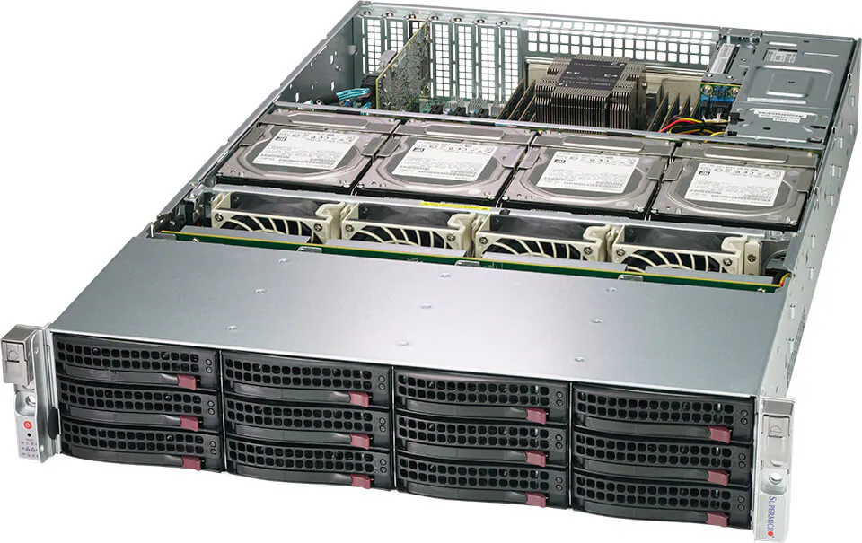 Servidor Supermicro SSG-620P-ACR16L 2U com 16 Baias Hot-Swap, Xeon 3ª Geração, 2x 10GbE, Fonte Redundante 1600W