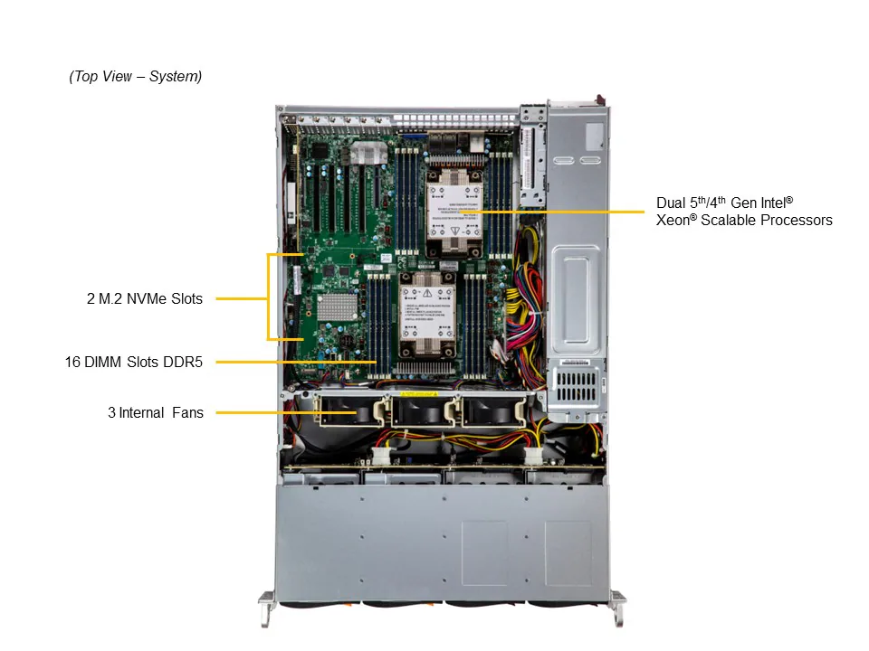 Servidor Supermicro SSG-621E-ACR12H 2U 12 Baias SAS/SATA, Dual Xeon, até 4TB DDR5, 2x10GbE, RAID HW, PCIe 5.0 - Imagem 5