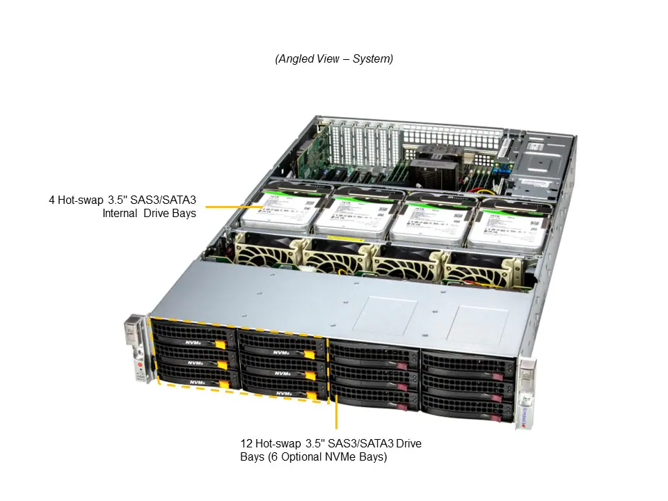 Servidor Supermicro SSG-621E-ACR16L 2U com 16 Baias Hot-Swap, Xeon 5ª Geração, DDR5, 10GbE - Imagem 6