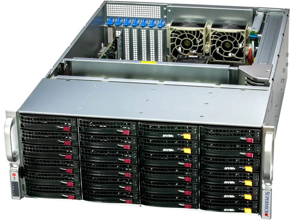 Servidor Supermicro SSG-641E-E1CR24L 4U 24 Baias 2x Xeon, 4TB DDR5, 10GbE
