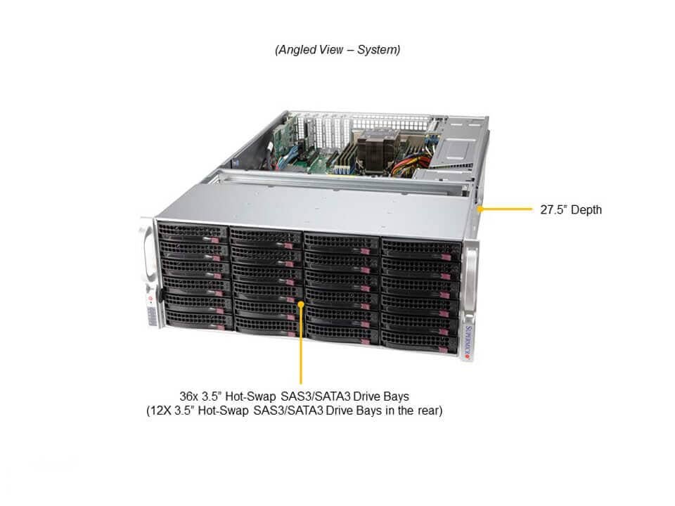 Servidor Supermicro SSG-540P-E1CTR36L 4U com 36 Baias 3,5" SAS/SATA, Xeon Scalable, 2x 10GbE, PCIe 4.0 - Imagem 6