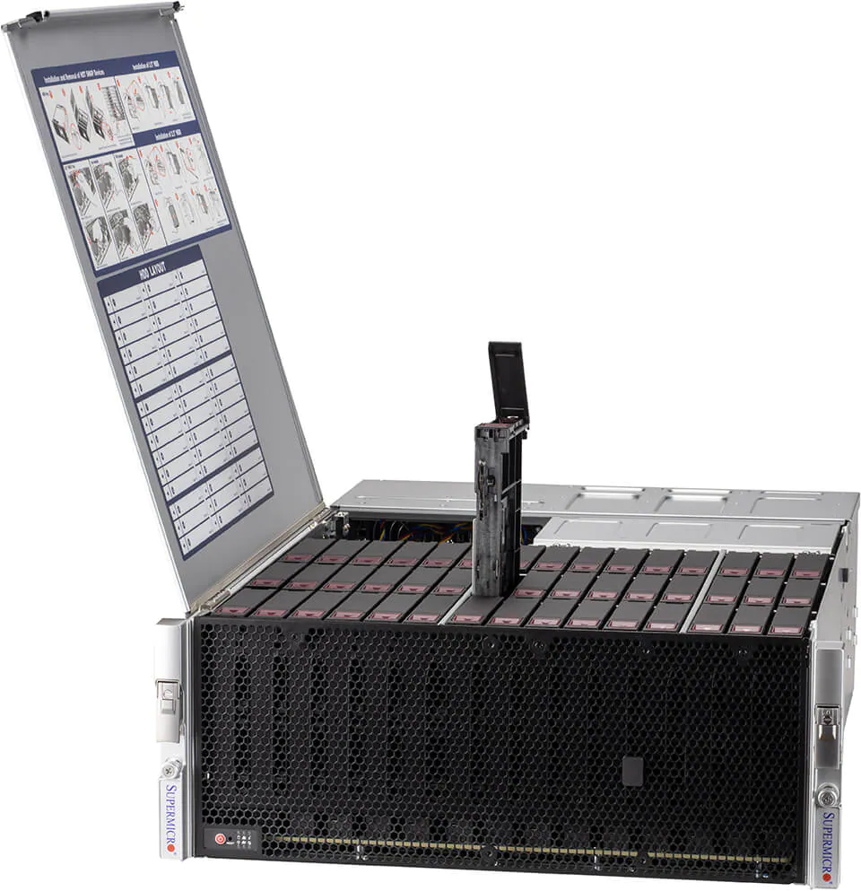 Servidor Supermicro SSG-540P-E1CTR45H 4U, 45 Baias 3,5", Xeon Scalable, PCIe 4.0, 2x 10GbE