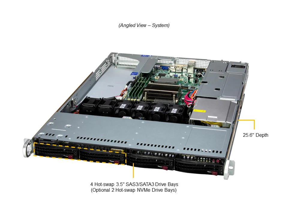 Servidor Supermicro SYS-511R-W 1U, Xeon LGA-1700, 4 Baias Hot-Swap, DDR5 ECC, PCIe 5.0 - Imagem 6