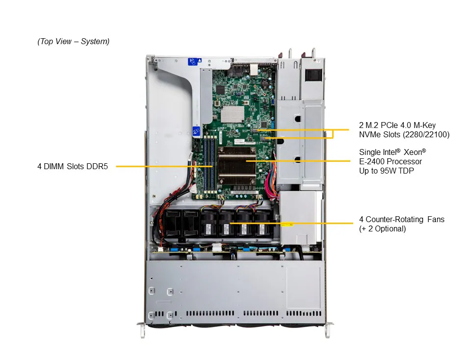 Servidor Supermicro SYS-511R-W 1U, Xeon LGA-1700, 4 Baias Hot-Swap, DDR5 ECC, PCIe 5.0 - Imagem 5