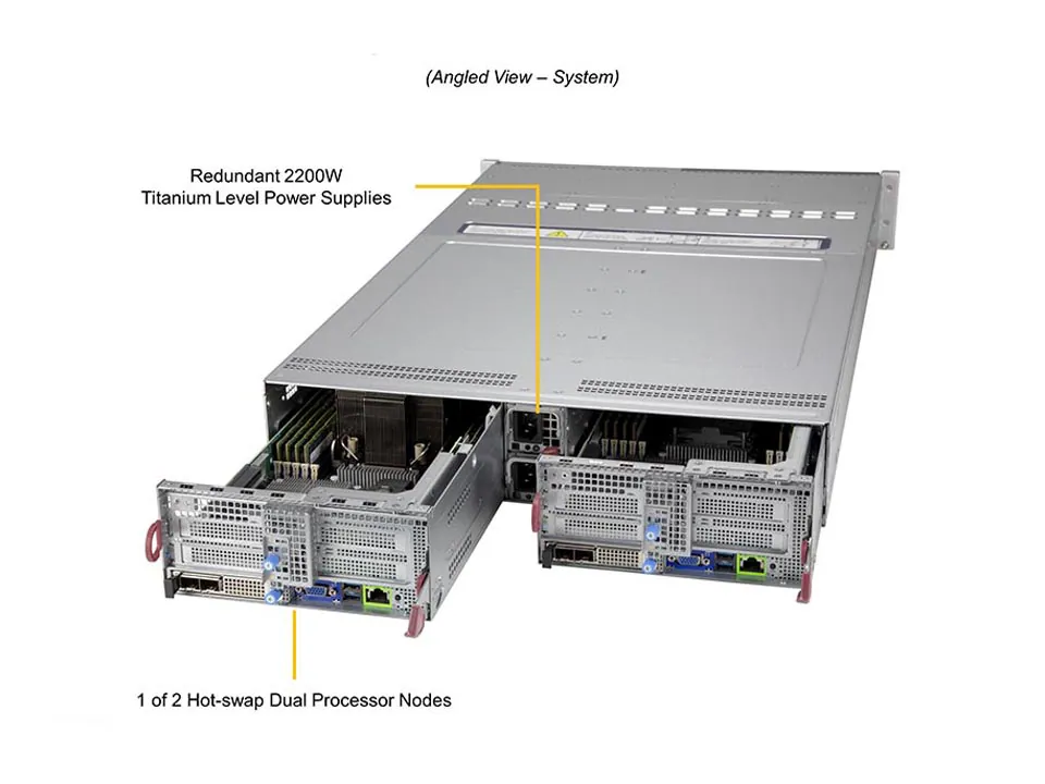 Servidor Supermicro BigTwin SYS-220BT-DNTR 2U com 2 Nós, 12 Baias NVMe por Nó, Suporte Intel Xeon 3ª Geração - Imagem 6