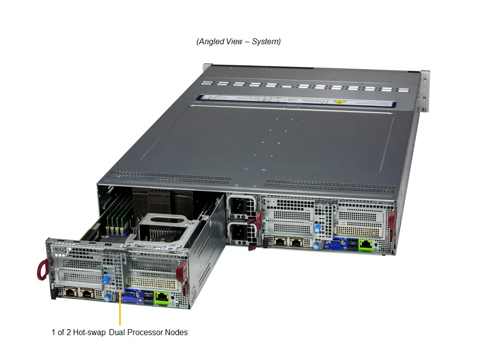 Servidor Supermicro BigTwin SYS-221BT-DNC8R 2U 2 Nós, 24x NVMe/SAS/SATA, Suporte Xeon 5ª Geração, até 8TB DDR5 ECC - Imagem 5