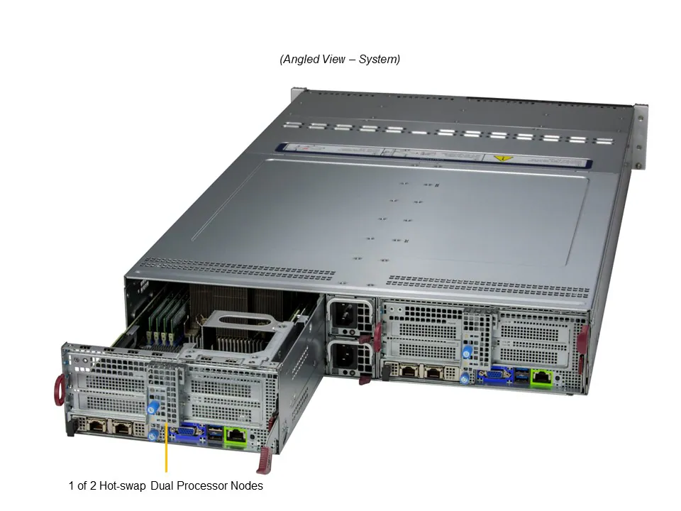 Servidor Supermicro BigTwin SYS-621BT-DNC8R 2U com 2 Nós, Suporte Xeon 5ª/4ª Geração, 6x Baias NVMe/SAS/SATA por Nó - Imagem 6