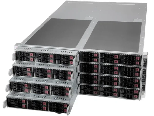 Supermicro FatTwin SYS-F511E2-RT – 4U 8 Nós, Xeon Scalable, até 48 NVMe/SAS/SATA, Redundante 2000W