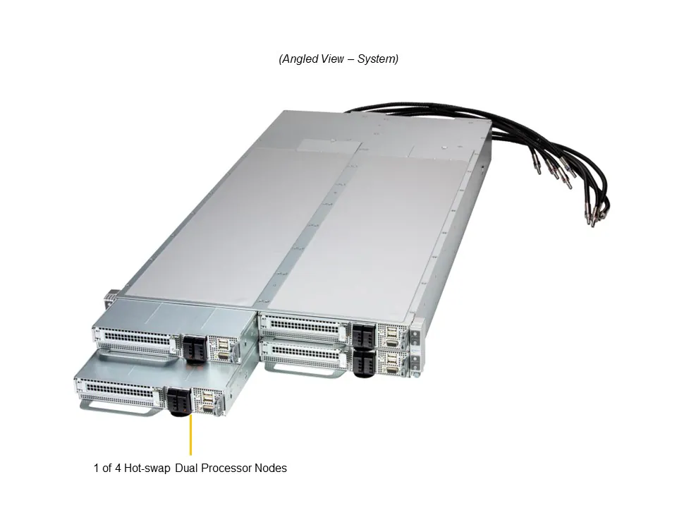 Servidor Supermicro SYS-222FT-HEA-LCC 2U 4 Nós, Xeon 6900, DDR5 até 6TB, E1.S NVMe, Resfriamento Líquido - Imagem 6