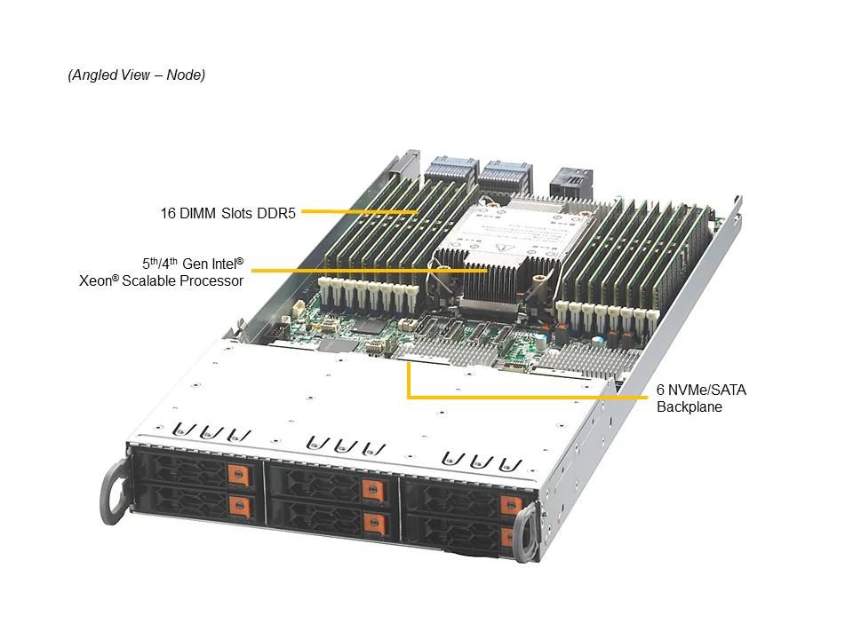 Servidor Supermicro SuperServer SYS-211GT-HNTR 2U 4 Nós, Intel Xeon 5ª/4ª Geração, até 24 NVMe, Redundância de Energia - Imagem 5