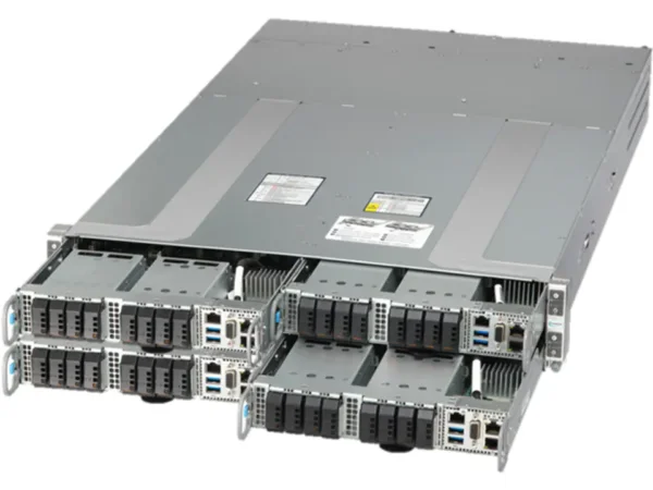 Servidor Supermicro SYS-212GT-HNF 2U GrandTwin com 4 Nós, 8x NVMe E1.S por Nó, Xeon 6, DDR5 até 4TB