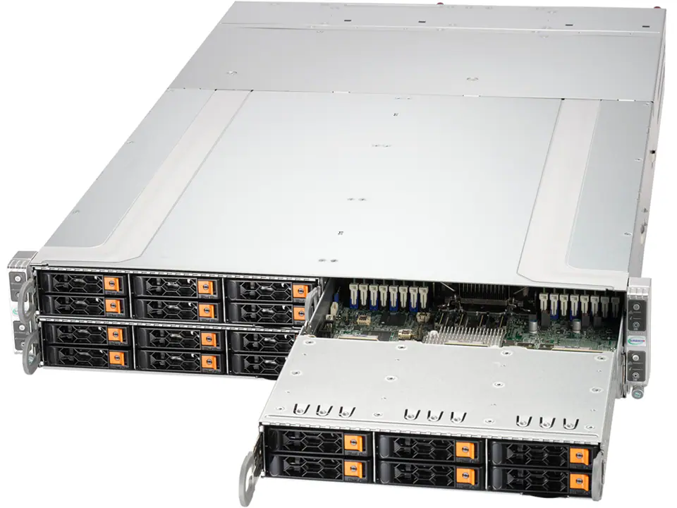 Servidor Supermicro SYS-212GT-HNR 2U 4 Nós, Xeon 6, NVMe, DDR5, OCP 3.0