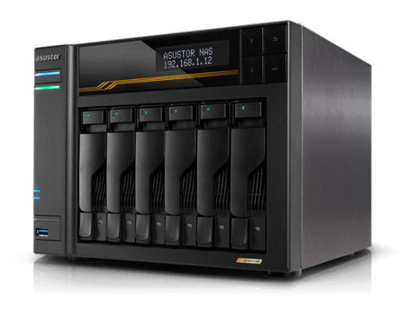 NAS Asustor LOCKERSTOR 6 Gen3 AS6806T, Ryzen Quad-Core, 16GB ECC DDR5, 6 Baias, 4x M.2 NVMe, 10GbE
