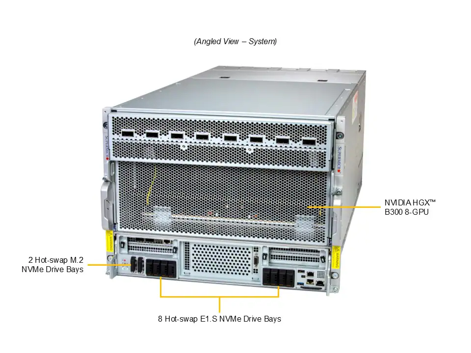 Supermicro GPU SuperServer SYS-822GS-NB3RT com 8x NVIDIA B300 SXM, Xeon 6700, 8U, Refrigeração a Ar - Imagem 2