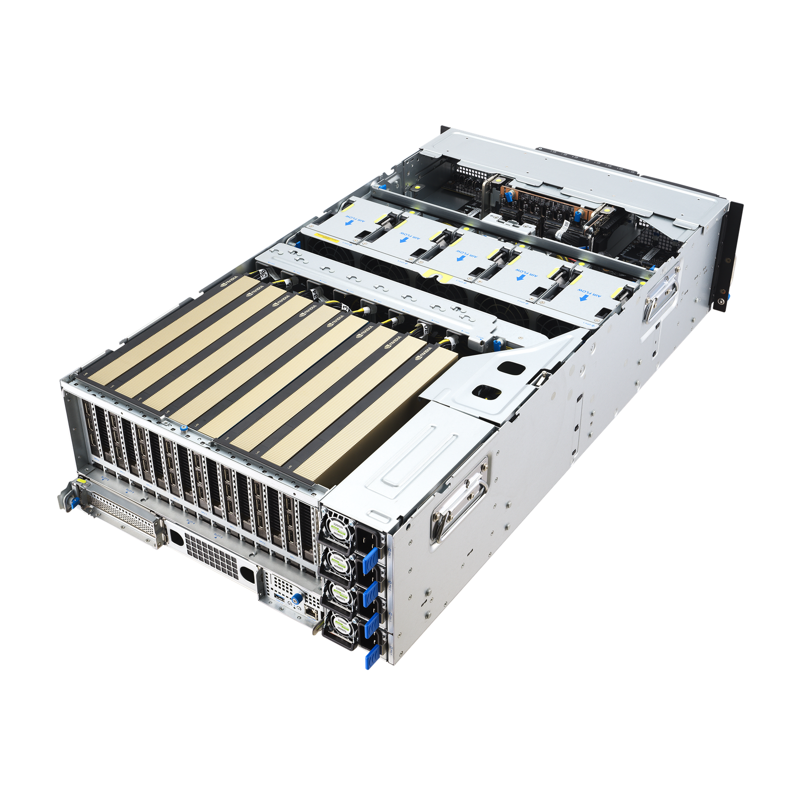 ASUS ESC8000-E12 – Servidor GPU 4U com 8x GPUs NVIDIA H200 / RTX 6000 Blackwell / Intel Gaudi 3, Dual Intel Xeon 6, DDR5 e NVMe PCIe 5.0 - Imagem 12