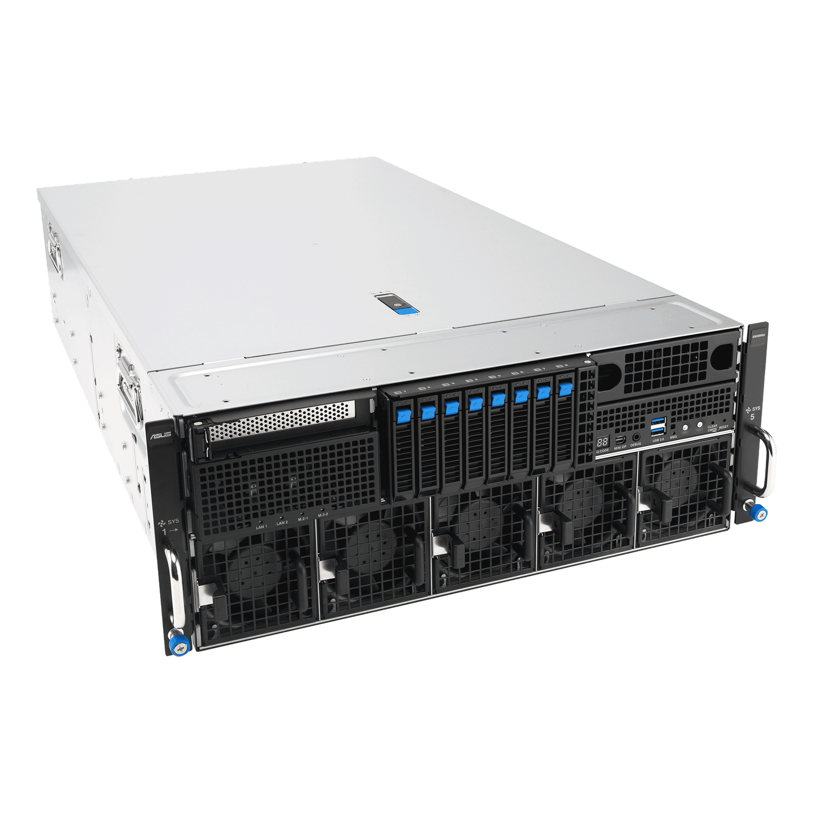 ASUS ESC8000-E12 – Servidor GPU 4U com 8x GPUs NVIDIA H200 / RTX 6000 Blackwell / Intel Gaudi 3, Dual Intel Xeon 6, DDR5 e NVMe PCIe 5.0 - Imagem 3