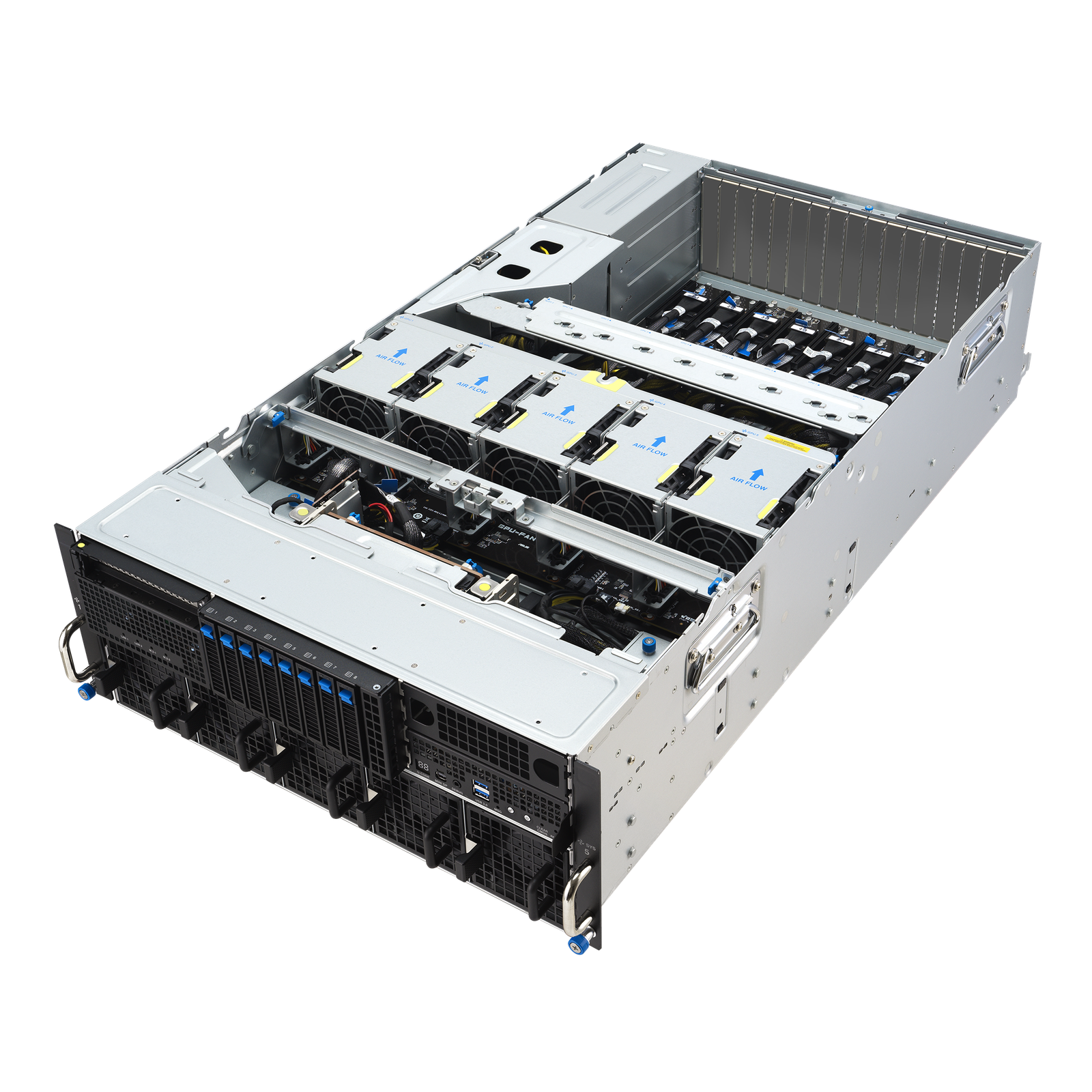 ASUS ESC8000-E12 – Servidor GPU 4U com 8x GPUs NVIDIA H200 / RTX 6000 Blackwell / Intel Gaudi 3, Dual Intel Xeon 6, DDR5 e NVMe PCIe 5.0 - Imagem 4