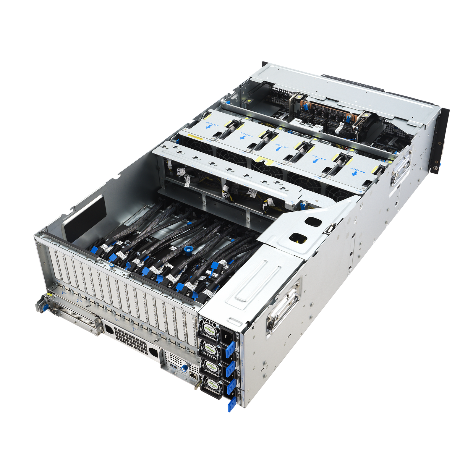 ASUS ESC8000-E12 – Servidor GPU 4U com 8x GPUs NVIDIA H200 / RTX 6000 Blackwell / Intel Gaudi 3, Dual Intel Xeon 6, DDR5 e NVMe PCIe 5.0 - Imagem 5